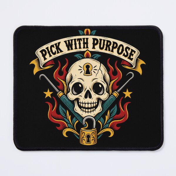 Item preview, Pick With Purpose - Tattoo Skull Locksport Emblem designed and sold by PWD-Design.