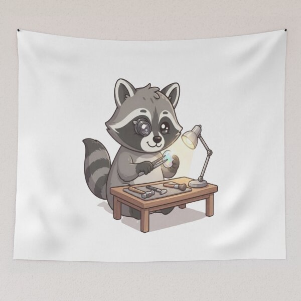Item preview, Cute Raccoon Jeweler Examining Gemstone designed and sold by Ella_Sketch.