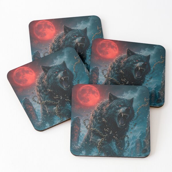 Item preview, Fenrir Breaking Chains Under Red Moon designed and sold by MarlicShop.
