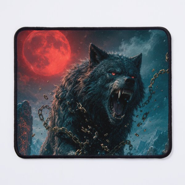 Item preview, Fenrir Breaking Chains Under Red Moon designed and sold by MarlicShop.