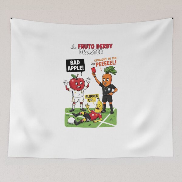Item preview, El Fruto Derby Disaster Funny Soccer Cartoon designed and sold by annaarthk.