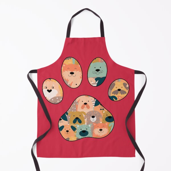 Item preview, Puppy Love Paw Print with Cartoon Dog Faces Red designed and sold by InkyCorvid.