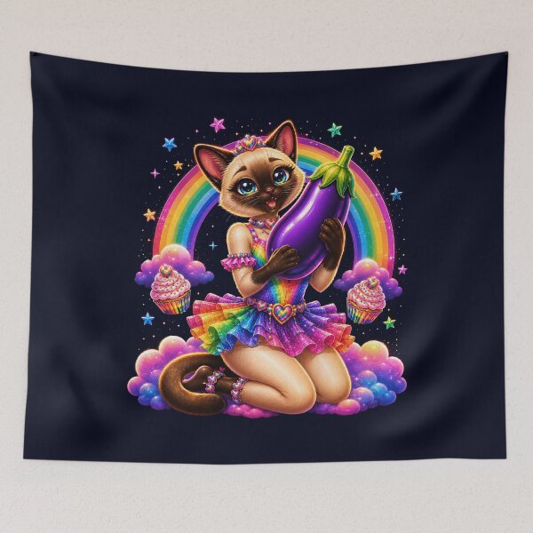 Item preview, Rainbow Siamese Cat and Giant Eggplant designed and sold by Victor Shadehorn.
