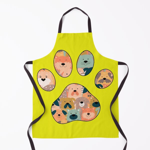 Item preview, Puppy Love Paw Print with Cartoon Dog Faces Yellow designed and sold by InkyCorvid.