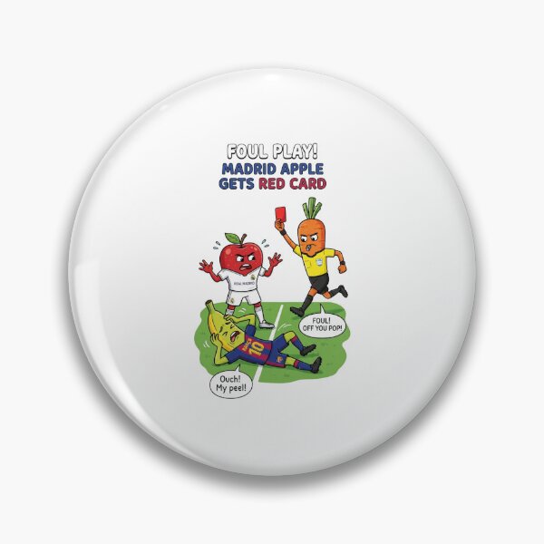 Item preview, Foul Play Madrid Apple Red Card Cartoon designed and sold by annaarthk.