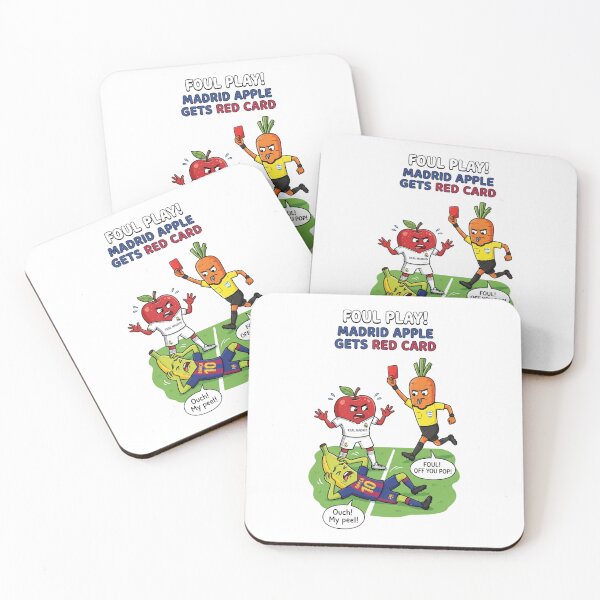 Item preview, Foul Play Madrid Apple Red Card Cartoon designed and sold by annaarthk.
