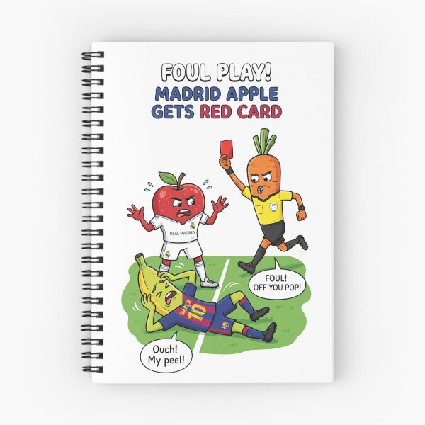 Item preview, Foul Play Madrid Apple Red Card Cartoon designed and sold by annaarthk.