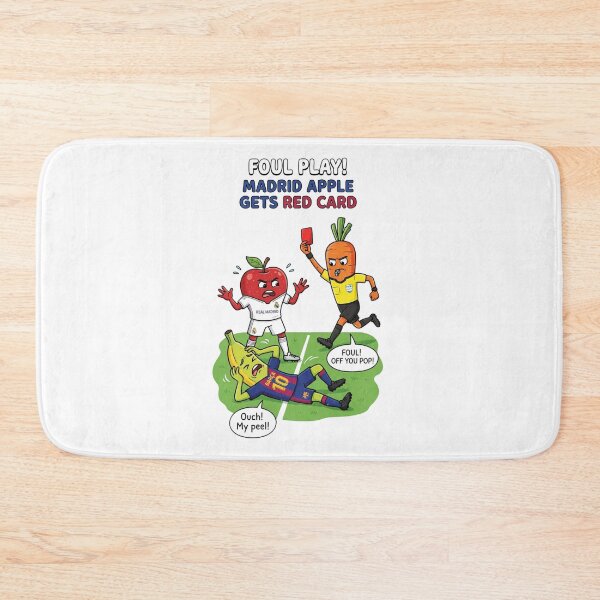 Item preview, Foul Play Madrid Apple Red Card Cartoon designed and sold by annaarthk.