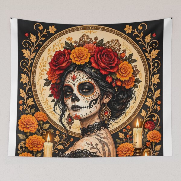 Item preview, Elegant Mexican Day of the Dead Poster Sticker designed and sold by DoveArtDesigns.