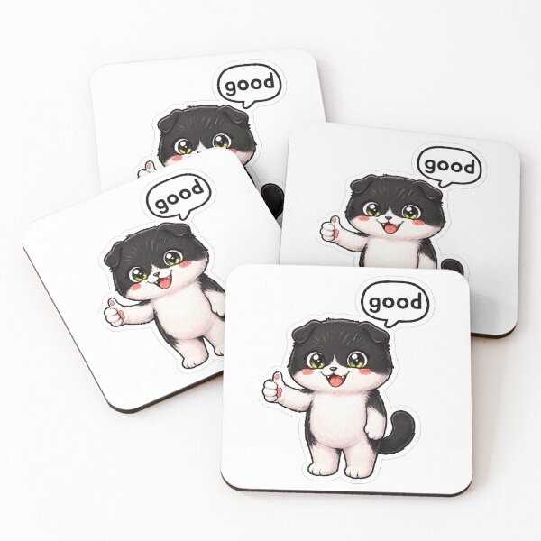 Item preview, Good Job Cute Black and White Cat Thumbs Up designed and sold by MakeLifeFun.