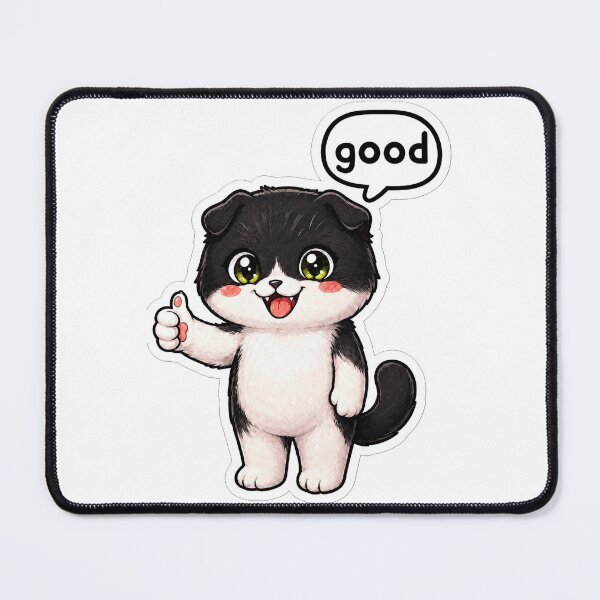 Item preview, Good Job Cute Black and White Cat Thumbs Up designed and sold by MakeLifeFun.