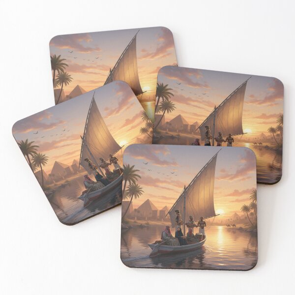 Item preview, Nile Cruise at Sunset - Traditional felucca and Egyptian pyramids designed and sold by NeyhineAngelionShop.
