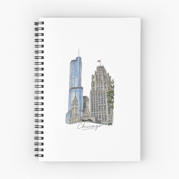 Item preview, Chicago Skyline Watercolor Illustration | Downtown Buildings on the River designed and sold by iCreationz.