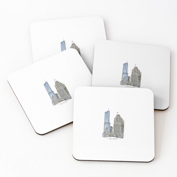 Item preview, Chicago Skyline Watercolor Illustration | Downtown Buildings on the River designed and sold by iCreationz.