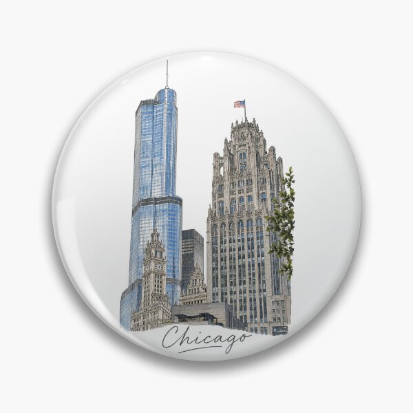 Item preview, Chicago Skyline Watercolor Illustration | Downtown Buildings on the River designed and sold by iCreationz.