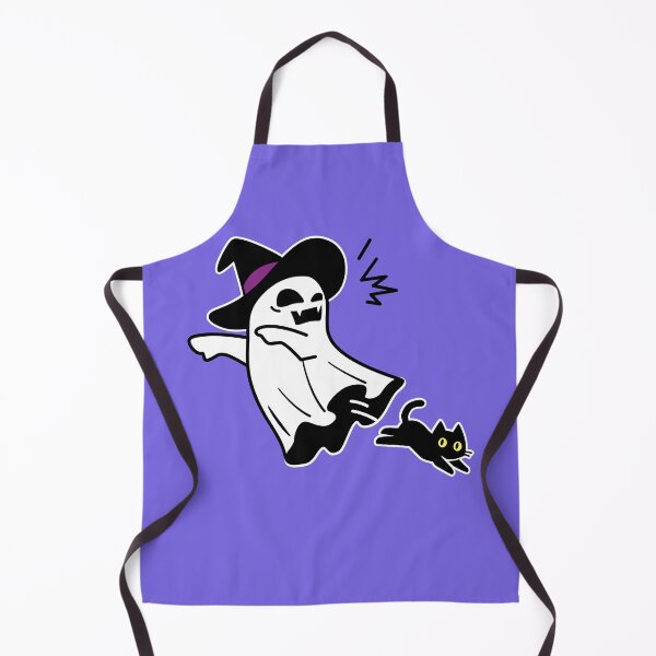 Item preview, Ghost Gets Spooked by a Black Cat - Funny Halloween Art_WH designed and sold by AckeeWolf.