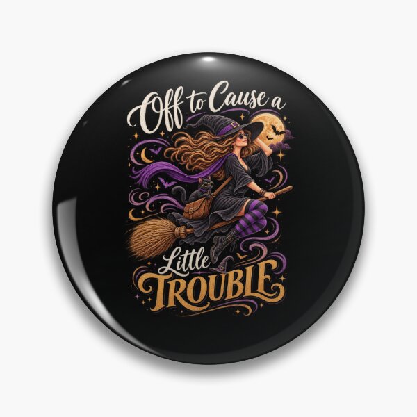 Item preview, Off To Cause a Little Trouble Funny Witch Halloween Women Desing designed and sold by MadeByMira.
