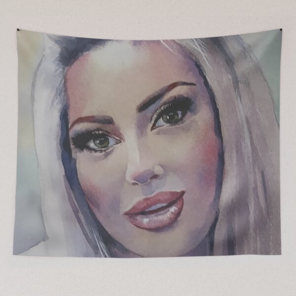Item preview, Blonde Woman Watercolor Portrait designed and sold by SlavaArt.
