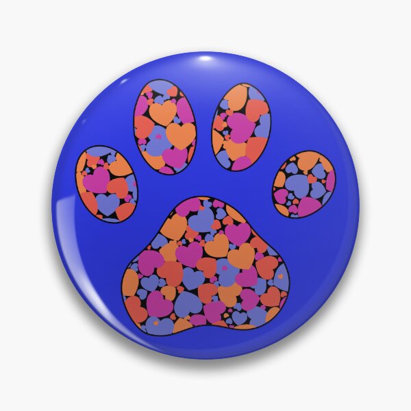 Item preview, Puppy Dog Love Paw Print with Multicolored Hearts Blue designed and sold by InkyCorvid.