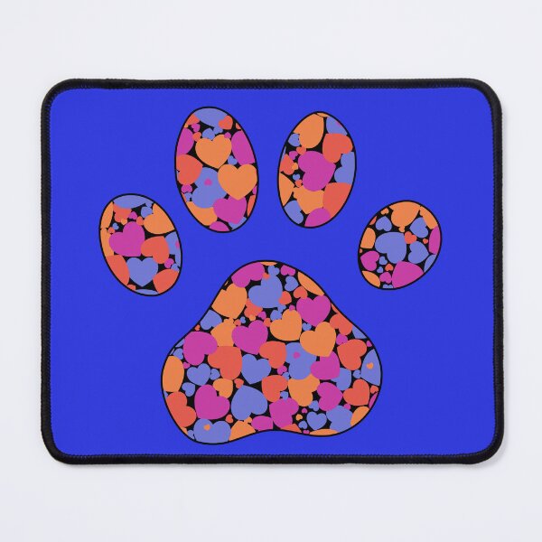 Item preview, Puppy Dog Love Paw Print with Multicolored Hearts Blue designed and sold by InkyCorvid.