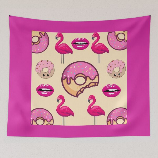Item preview, Pink Flamingos Donuts And Lips Pattern designed and sold by Azurart2.