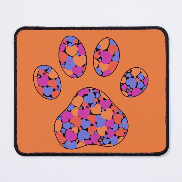 Item preview, Puppy Dog Love Paw Print with Multicolored Hearts Orange designed and sold by InkyCorvid.