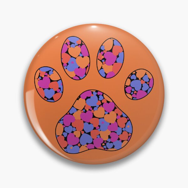 Item preview, Puppy Dog Love Paw Print with Multicolored Hearts Orange designed and sold by InkyCorvid.