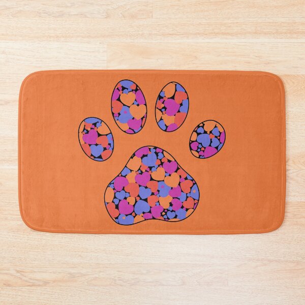 Item preview, Puppy Dog Love Paw Print with Multicolored Hearts Orange designed and sold by InkyCorvid.
