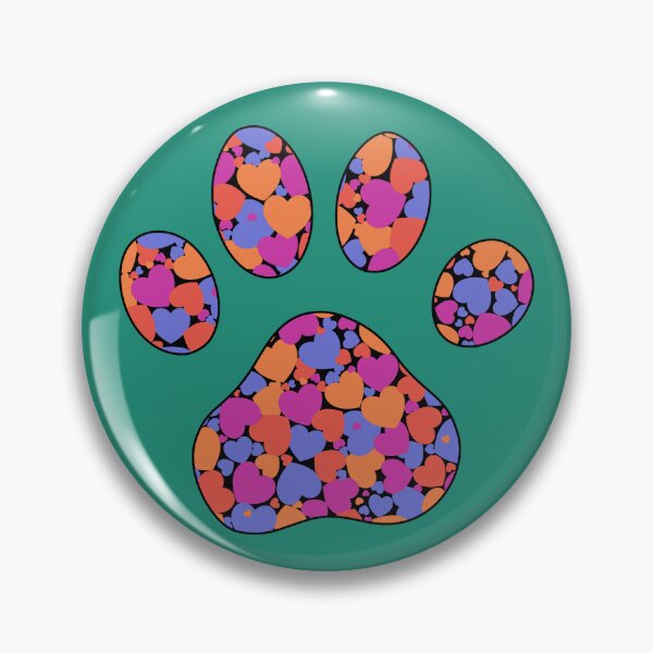 Item preview, Puppy Dog Love Paw Print with Multicolored Hearts Green designed and sold by InkyCorvid.