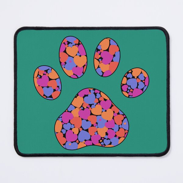 Item preview, Puppy Dog Love Paw Print with Multicolored Hearts Green designed and sold by InkyCorvid.
