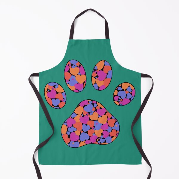 Item preview, Puppy Dog Love Paw Print with Multicolored Hearts Green designed and sold by InkyCorvid.