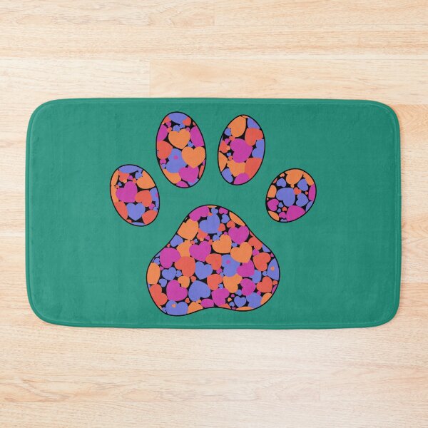 Item preview, Puppy Dog Love Paw Print with Multicolored Hearts Green designed and sold by InkyCorvid.