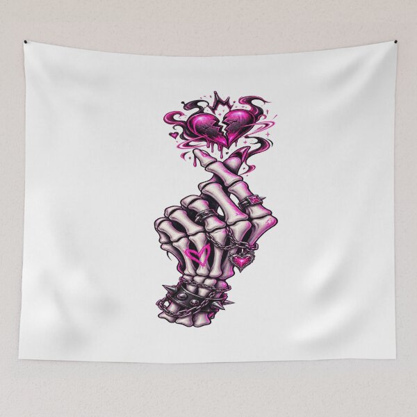 Item preview, Neon Broken Heart Skeleton Hand Gothic Art designed and sold by VYBORA Studio.