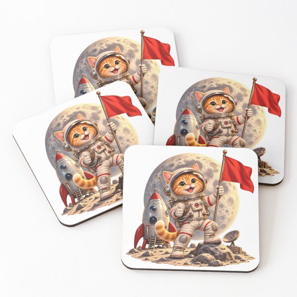 Item preview, Cute Cat Astronaut Lunar Adventure – Vintage Space Cat designed and sold by builtforyou.