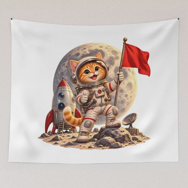 Item preview, Cute Cat Astronaut Lunar Adventure – Vintage Space Cat designed and sold by builtforyou.