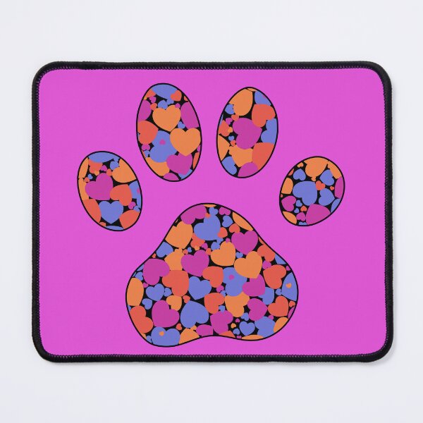 Item preview, Puppy Dog Love Paw Print with Multicolored Hearts Pink designed and sold by InkyCorvid.