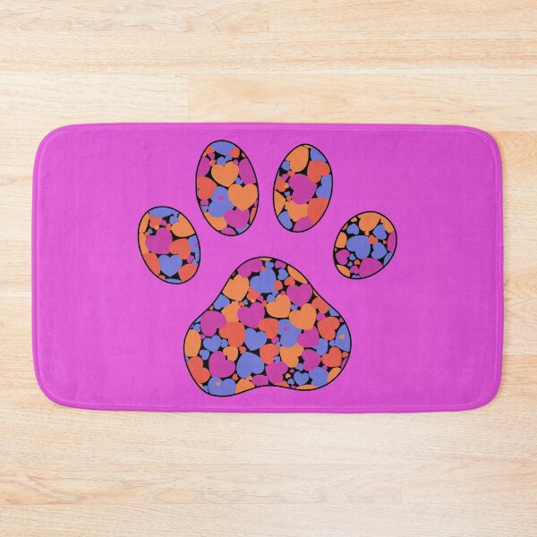 Item preview, Puppy Dog Love Paw Print with Multicolored Hearts Pink designed and sold by InkyCorvid.