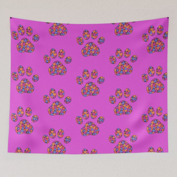 Item preview, Puppy Dog Love Paw Print with Multicolored Hearts Pink designed and sold by InkyCorvid.