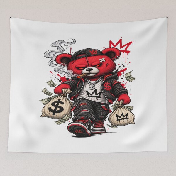 Item preview, Red Gangster Bear Money Streetwear designed and sold by VYBORA Studio.