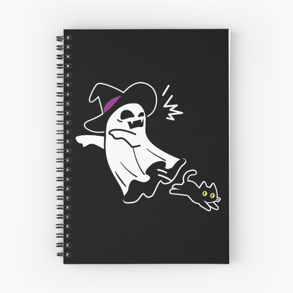 Item preview, Ghost Gets Spooked by a Black Cat - Funny Halloween Art_BK designed and sold by AckeeWolf.