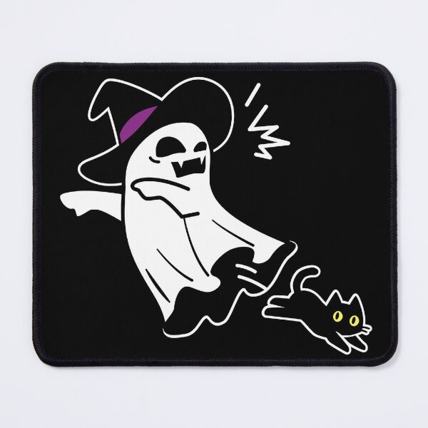 Item preview, Ghost Gets Spooked by a Black Cat - Funny Halloween Art_BK designed and sold by AckeeWolf.