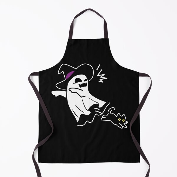 Item preview, Ghost Gets Spooked by a Black Cat - Funny Halloween Art_BK designed and sold by AckeeWolf.