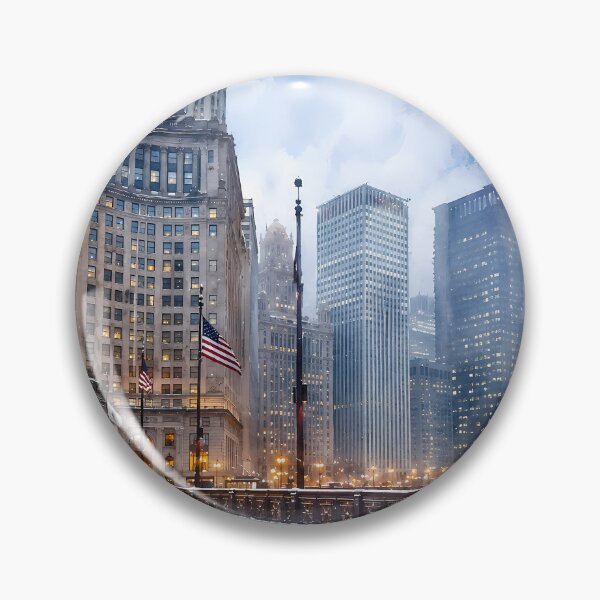 Item preview, Chicago Winter Bridge - Cityscape Digital Watercolor Art designed and sold by SlavaArt.