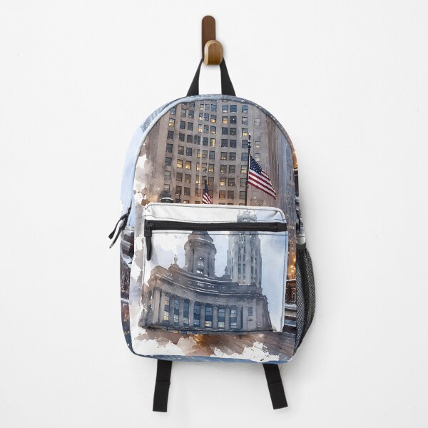 Item preview, Chicago Winter Bridge - Cityscape Digital Watercolor Art designed and sold by SlavaArt.