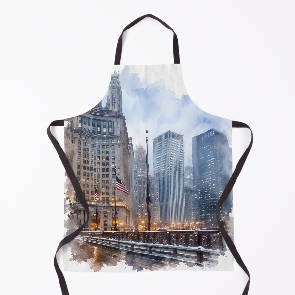 Item preview, Chicago Winter Bridge - Cityscape Digital Watercolor Art designed and sold by SlavaArt.