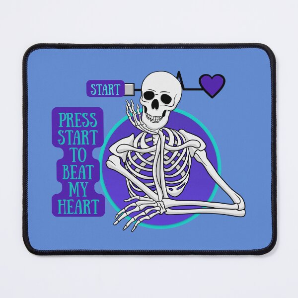 Item preview, Gamer Spooky Halloween Skeleton Press Start To Beat My Heart designed and sold by aliyeus.
