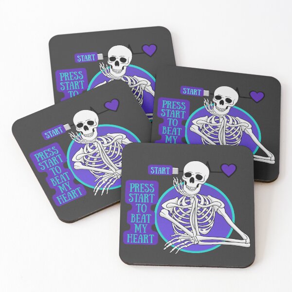 Item preview, Gamer Spooky Halloween Skeleton Press Start To Beat My Heart designed and sold by aliyeus.