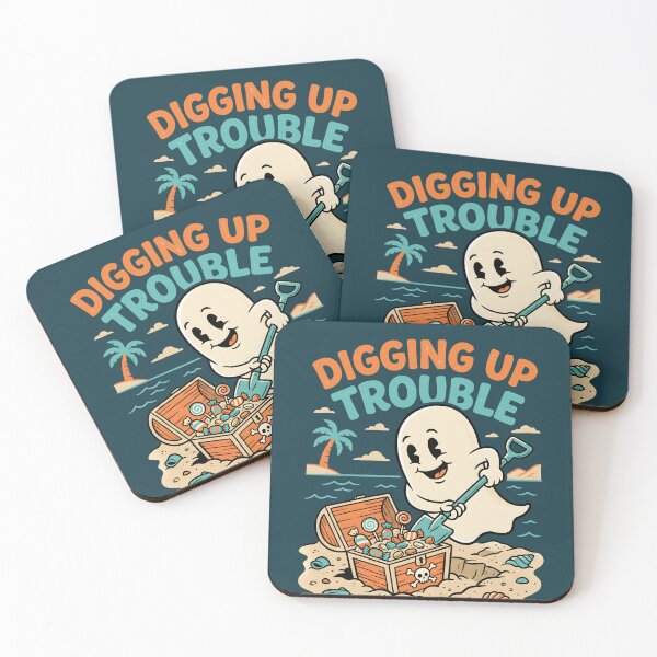 Item preview, "Digging Up Trouble" Ghost Treasure Beach Halloween Coastal Design designed and sold by Sea Gem.