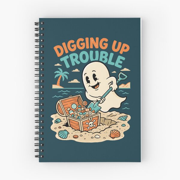 Item preview, "Digging Up Trouble" Ghost Treasure Beach Halloween Coastal Design designed and sold by Sea Gem.