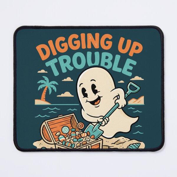 Item preview, "Digging Up Trouble" Ghost Treasure Beach Halloween Coastal Design designed and sold by Sea Gem.